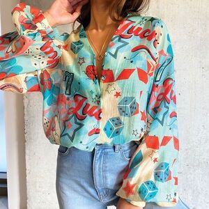 Feeling Lucky? Printed Long Sleeve Shirt
